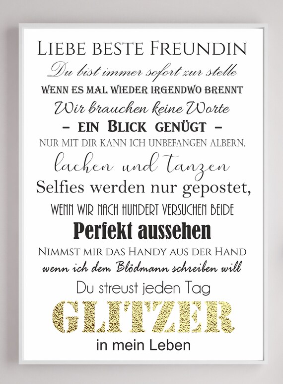 Mural Best Friendglittergift Girlfriendbirthdaya4 Including Picture Frame