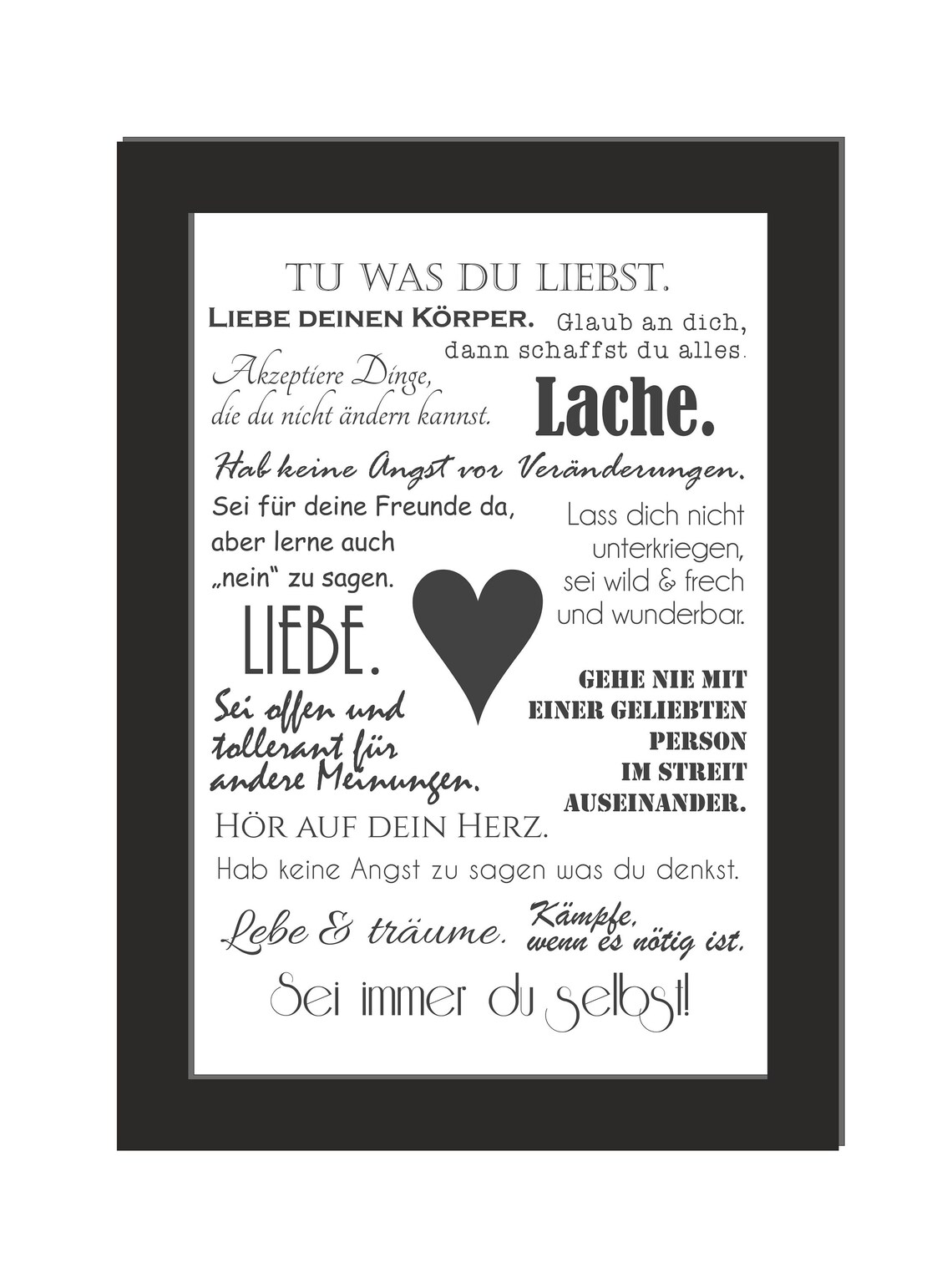 Poster Spruch / Wandbild / Tu was du liebst / Geschenk / Etsy
