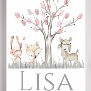 Personalisiertes Wandbild / Fingerprint tree / Fingerabdruck Taufe / Fingerabdruck Baum / Geschenk Taufe / DIN A4 oder A3 ohne Bilderrahmen afbeelding 2