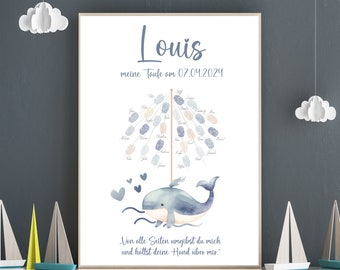 Digital file / Personalized wall art / Fingerprint tree / Fingerprint baptism / Fingerprint tree / Baptism gift