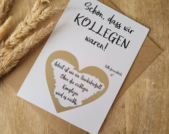 Postkarte Rubbellos | Karte Geburtstag | Rubbelkarte | Gute Kollegen | DIN A6, inklusive Umschlag| zum freirubbeln |Karte mit Spruch