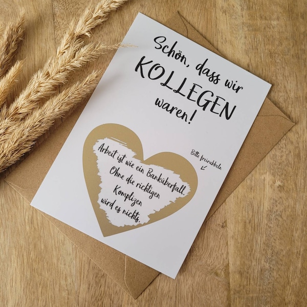 Postkarte Rubbellos | Karte Geburtstag | Rubbelkarte | Gute Kollegen | DIN A6, inklusive Umschlag| zum freirubbeln |Karte mit Spruch