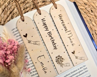 Lesezeichen personalisiert Holz | Geschenk Geburtstag | Geschenk Bücherwurm | Freundin Herzensmensch Mitbringsel