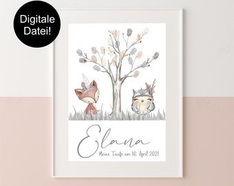 Download Poster | Personalized Wall Art / Fingerprint Tree / Baptism Fingerprint / Fingerprint Tree / Baptism Gift
