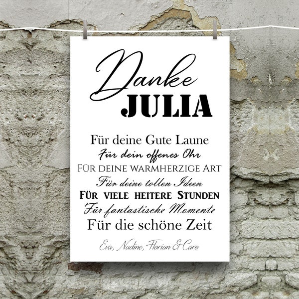 Personalisiertes Wandbild / Gute Kollegen /  Abschiedsgeschenk / Abschied Kollegin / Geburtstag Büro / DIN A4 oder A3, ohne Bilderrahmen