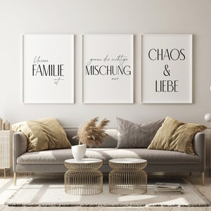 Poster set of 3 / home / picture living room / gift moving / inauguration / poster set love / either DIN A4 or DIN A3, without picture frame