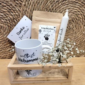 Midwife gift set | Cup of Tea Candle Postcard | Thank you | Gift Tea | Best midwife