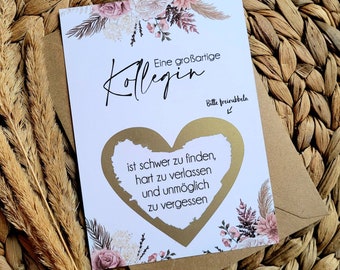 Postkarte Rubbellos | Karte Geburtstag | Rubbelkarte | Beste Kollegin | DIN A6, mit Umschlag | zum freirubbeln |Karte mit Spruch