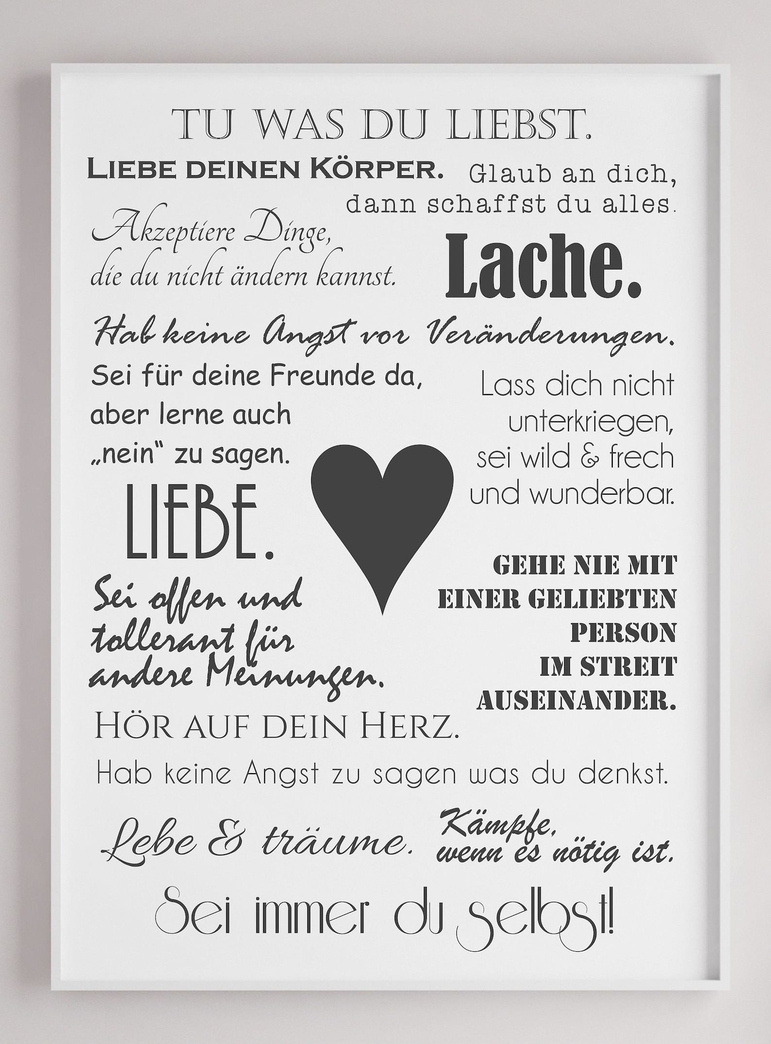 Poster Spruch / Wandbild / Tu was du liebst / Geschenk / Etsy