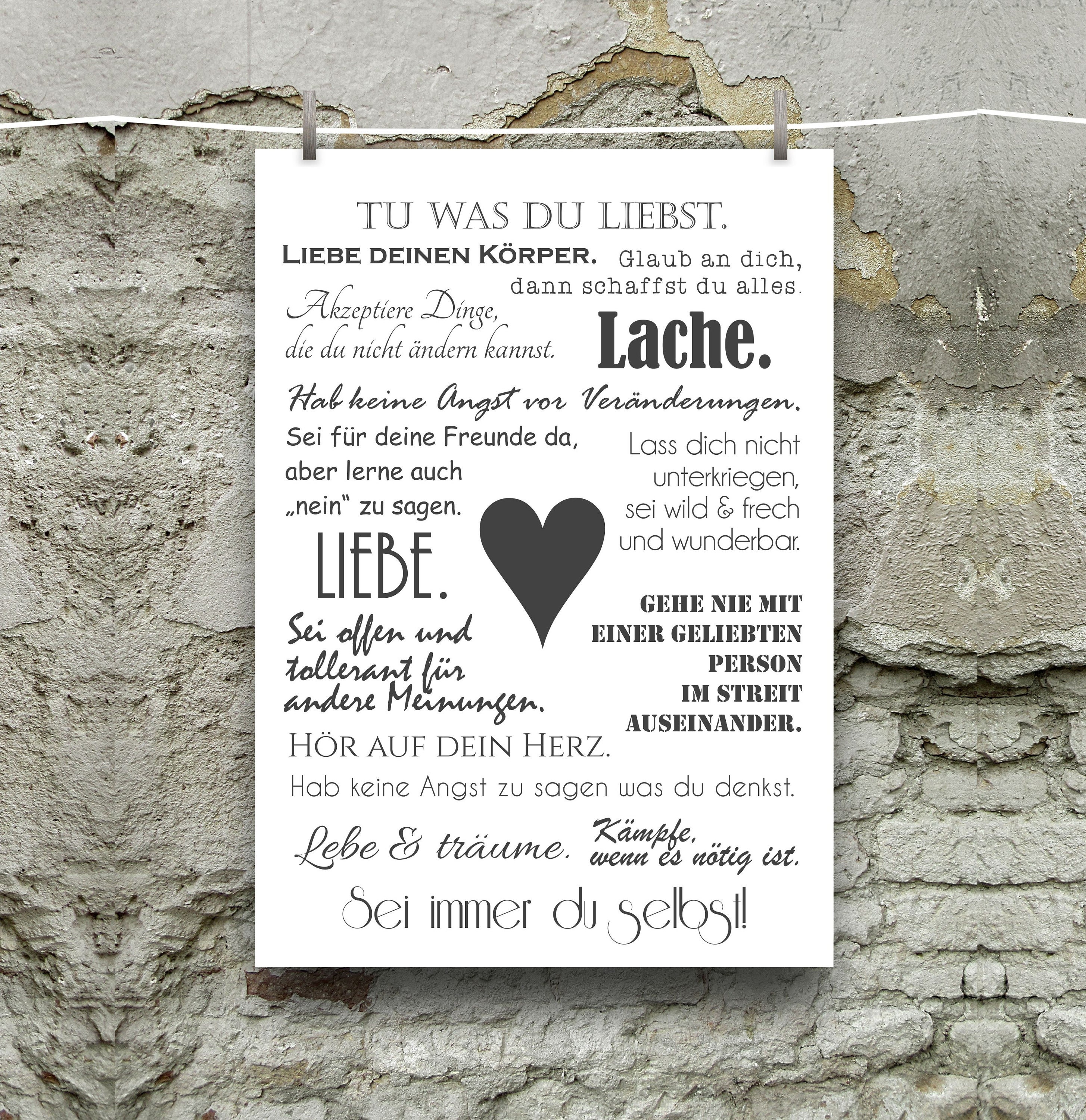Poster Spruch / Wandbild / Tu was du liebst / Geschenk / Etsy