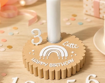 Kerzenteller Kind personalisiert | Kerzenteller mit Zahlen | Kindergeburtstag | 1. Geburtstag