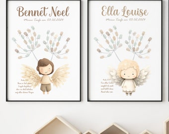 Digital file / Personalized wall art / Fingerprint tree / Fingerprint baptism / Fingerprint tree / Baptism gift