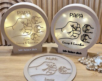 Geschenk Papa Vatertag | Papa Kind Geschenk | Papa Sohn | Fäuste | Dekoleuchte