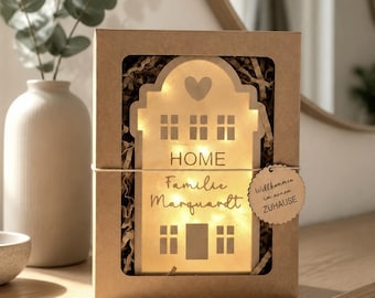 Geschenk Richtfest personalisiert | Geschenk Einzug | Dekohaus Dekoleuchte | Geschenk Geburtstag | Haus mit Namen