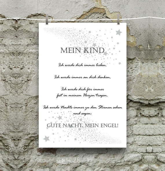 Wandbild Sternenkind Mein Kind Andenken Trauer Grosse Etsy