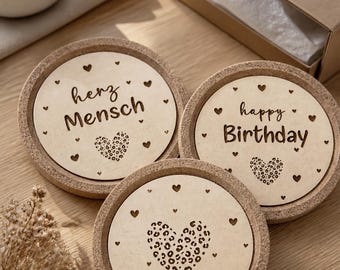 Laser file SVG insert for cork coasters, birthday, loved one, leopard print