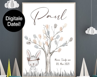 File digitale / murale personalizzato / albero delle impronte digitali / battesimo delle impronte digitali / albero delle impronte digitali / battesimo regalo