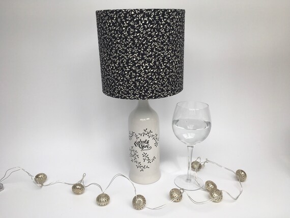 Norfolk Gin Bottle Lamp And Monochrome Fl Lampshade - Handmade Lampshades Norfolk Norfolk Gin Bottle Lamp And Monochrome Fl Lampshade - Handmade Lampshades Norfolk