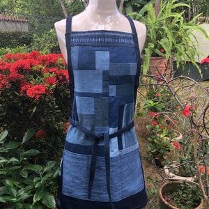 Patchwork Denim Chef Apron  -  Preloved jeans become a chic apron!