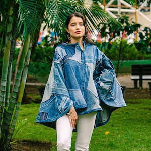 Blue jean cape jacket discount