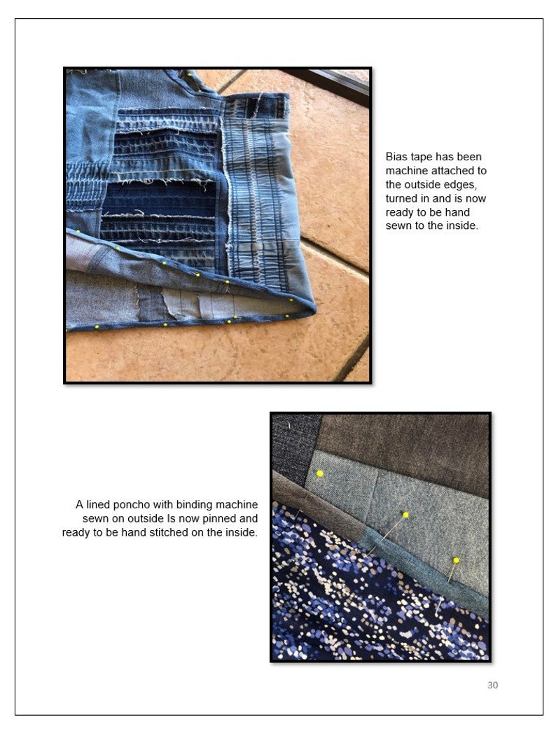 Square Denim Poncho made 100% from blue jeans Sustainable, practical and creative garment for women/men. PDF pattern & instructions. image 8
