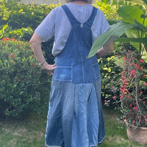Earth Green denim overalls dress /XL
