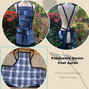 Patchwork Denim Chef Apron Preloved jeans become a chic apron image 10