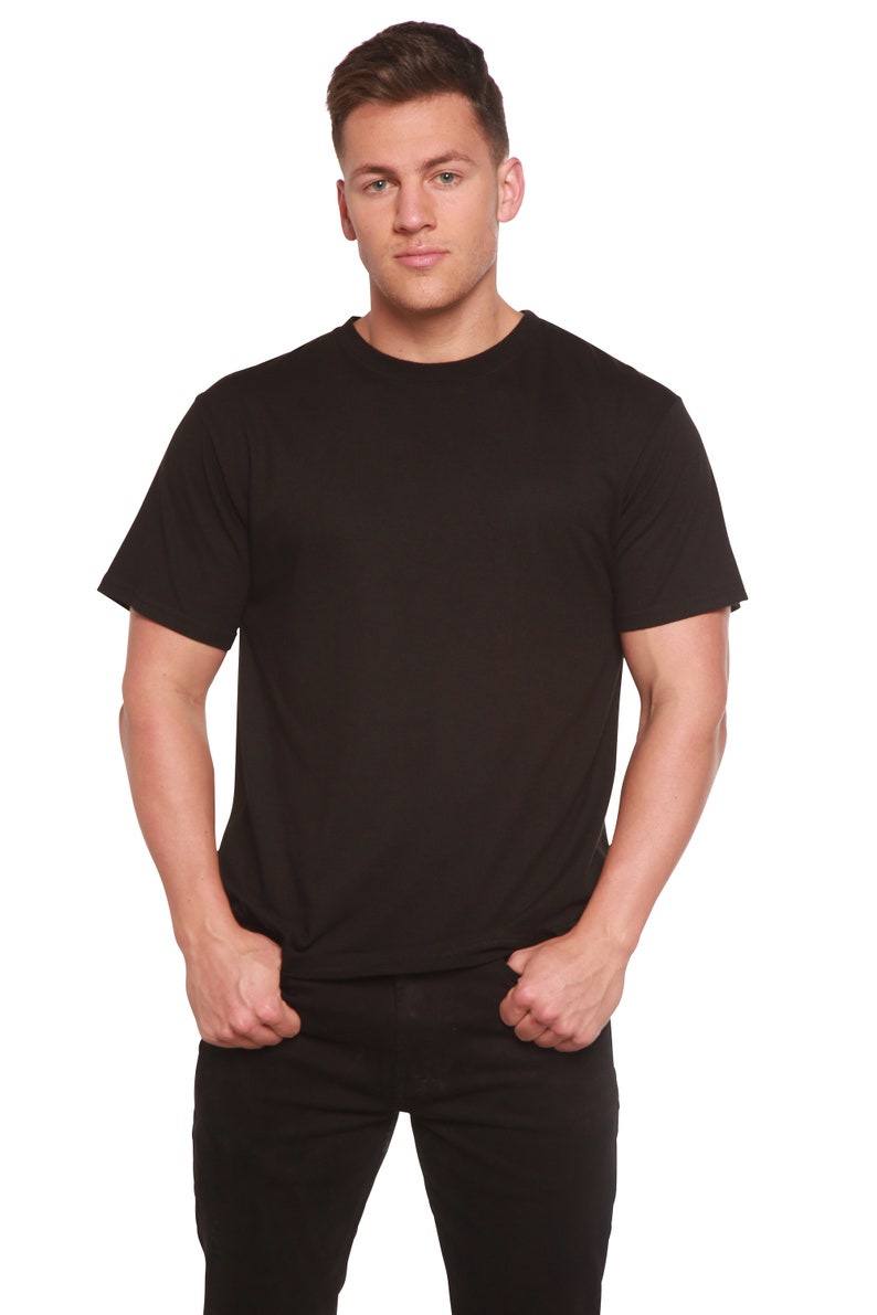 Men's Bamboo Viscose Organic T-Shirt Breathable Silky Soft Bamboo Tee Everyday Crew Neck Short Sleeve Tshirt Black