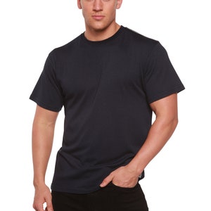 Men's Bamboo Viscose Organic T-Shirt Breathable Silky Soft Bamboo Tee Everyday Crew Neck Short Sleeve Tshirt Navy Blue