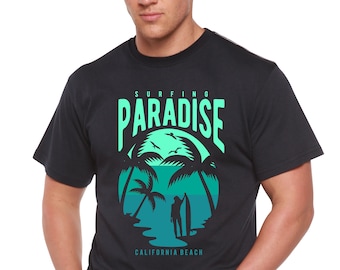 Surfing Paradise California Men's Bamboo Viscose/Organic Cotton Short Sleeve Graphic T-Shirt