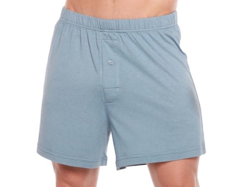 Herren-Unterwäsche im Boxer-Stil aus Bambus-Viskose/Baumwolle, stahlblaue Farbe – 5er-Pack