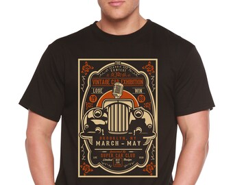 Vintage Car Men's Bamboo Viscose/Organic Cotton Short Sleeve Graphic T-Shirt
