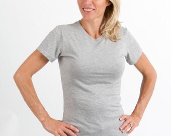 Spun Bamboo Women's Bamboo/Cotton Short Sleeve Crew Neck T-Shirt - Heather Grey