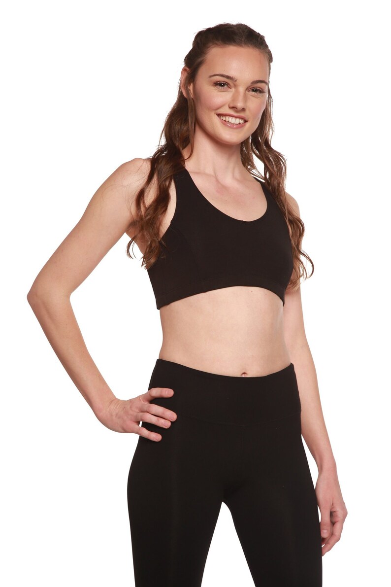 Spun Bamboo Women's Bamboo/Cotton Sports Bra in Black Etsy