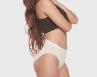 New Women's Bamboo/Cotton High Leg Brief Style Underwear - Light Grey -  3-pack