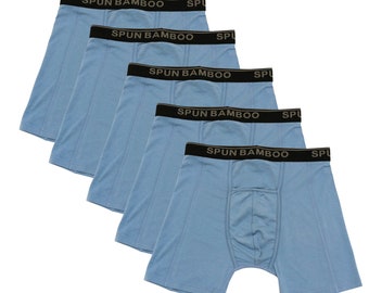 Men's Bamboo Viscose Boxer Briefs Underwear Steel Blue Color - 5-pack