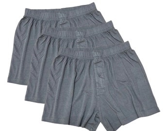 Men's Bamboo Viscose/Cotton Boxer Style Underwear Charcoal Grey Color - 3-pack