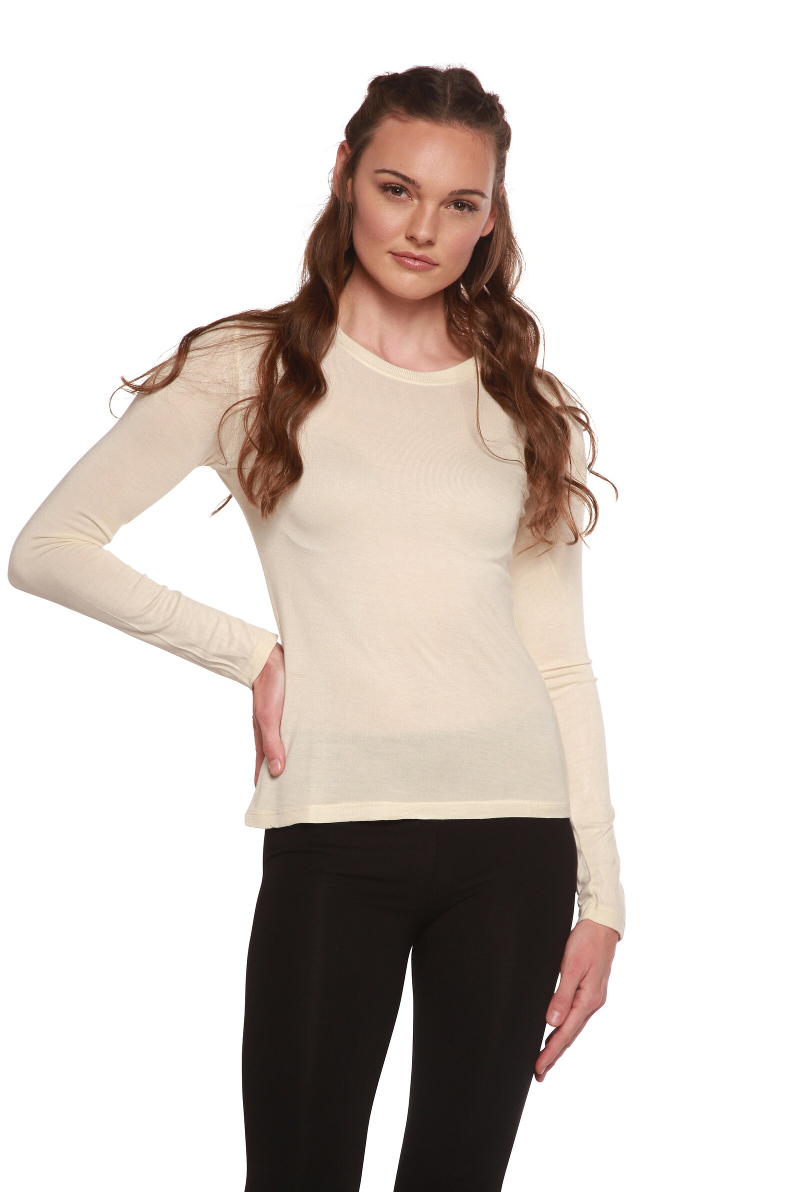 Heather Black Bamboo Long Sleeve Scoop main image 1