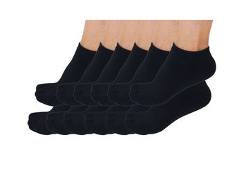 No Look Anklet Bamboo Viscose Socks Unisex Black Color - 12-pack