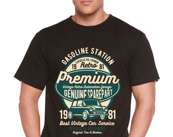 Men's Retro Garage Graphic T-Shirt: Bamboo, Organic Cotton