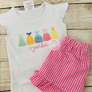 Flutter sleeve embroidered princess shirt for girls, personalized, monogrammed, magical