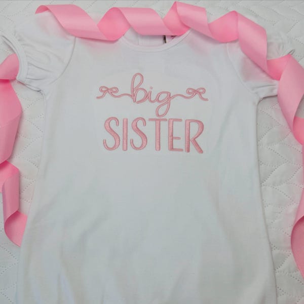 Big Sister Little Sister ruffle romper embroidered  for toddler girls, monogram optional