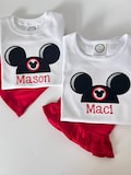 Embroidered Mouse Ears Monogram Shirt: Kids' Personalized Cotton Top