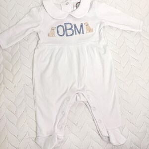 baby boy white front snap animal footie main image 0