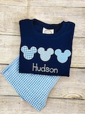 Monogrammed Boys Mouse Trio Shirt: Embroidered Toddler & Big Kid Sizes