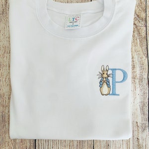 Embroidered Rabbit Monogram Shirt: Personalized Easter Gift