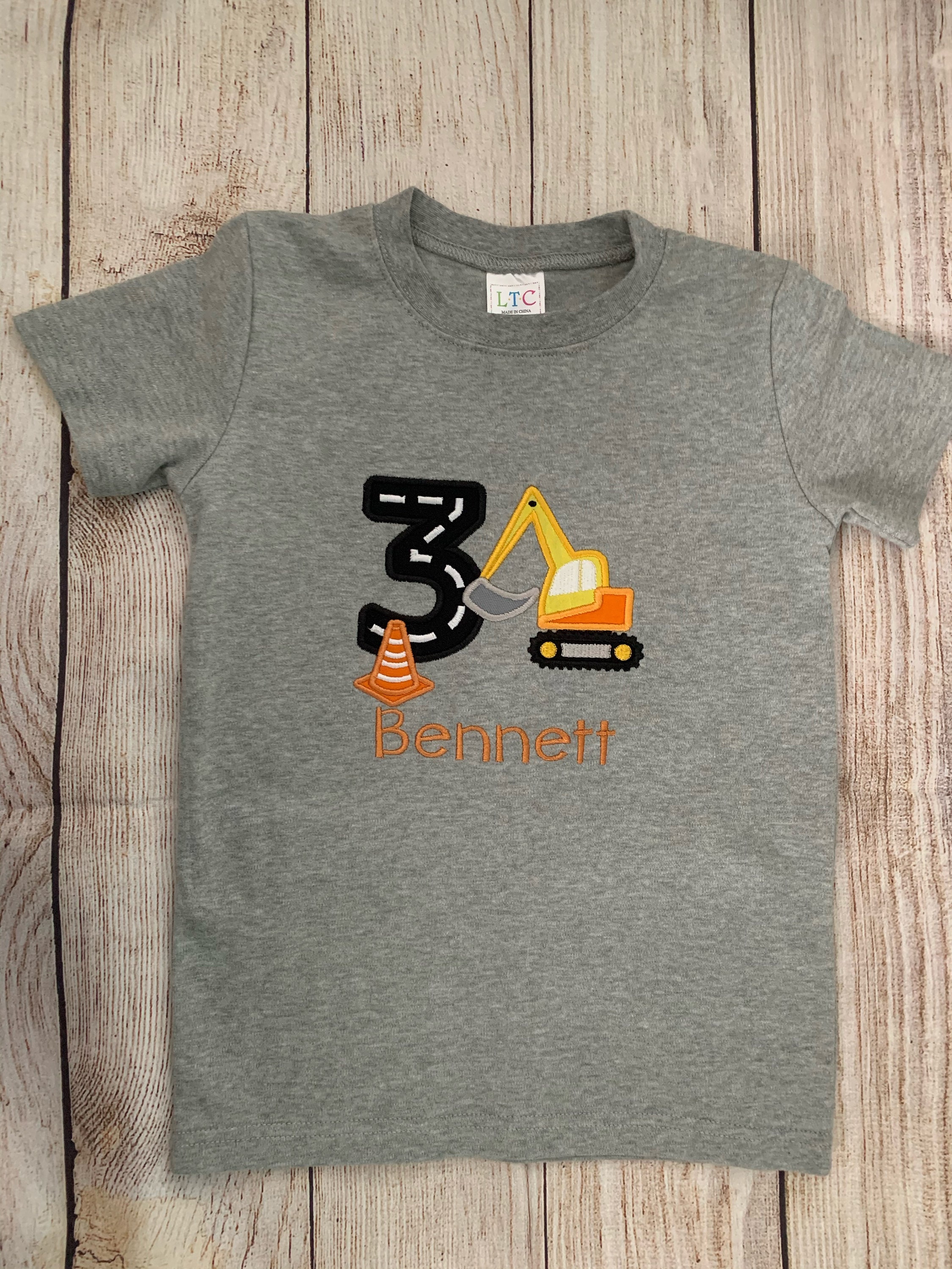 Embroidered construction birthday shirt toddler birthday top | Etsy