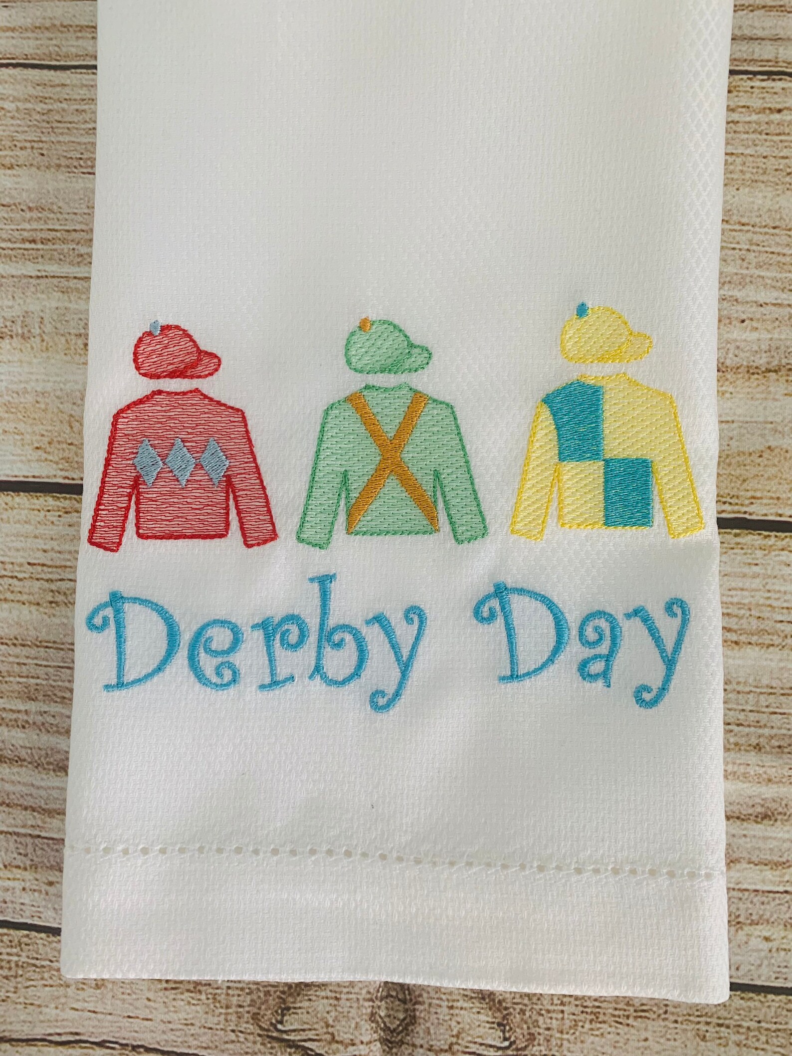Embroidered Jockey Silks Huck Hand Towels Personalized Etsy