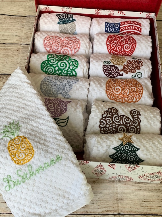 Year of Towels, Dish Towels for Kitchen, Seasonal Towels, Waffle Wave Decorative  Kitchen Towels, Embroidered With Monogram. 