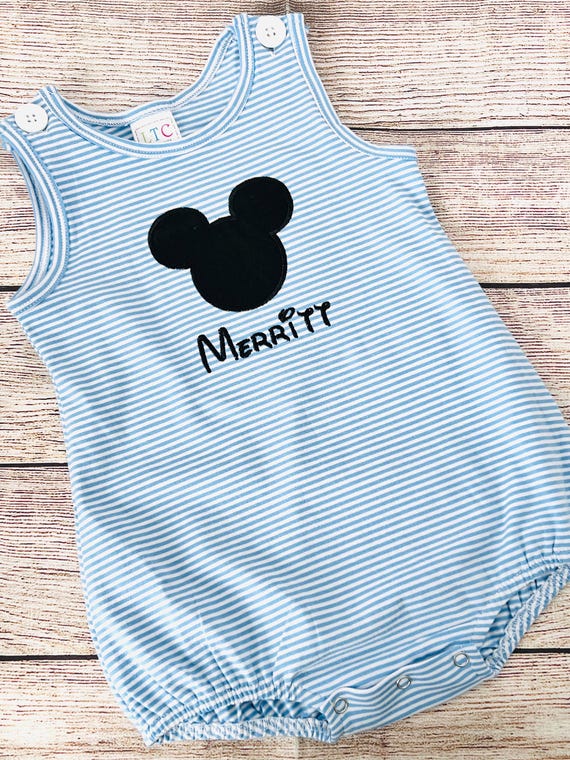 Light Blue Mouse Bubble for baby and toddler, cotton knit stripe bubble